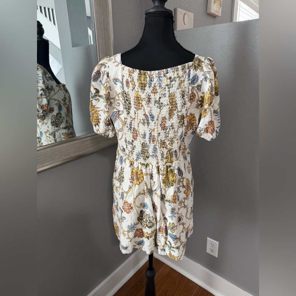 Calypso St. Barth linen blend tropical floral resort romper size 10 - Picture 3 of 6